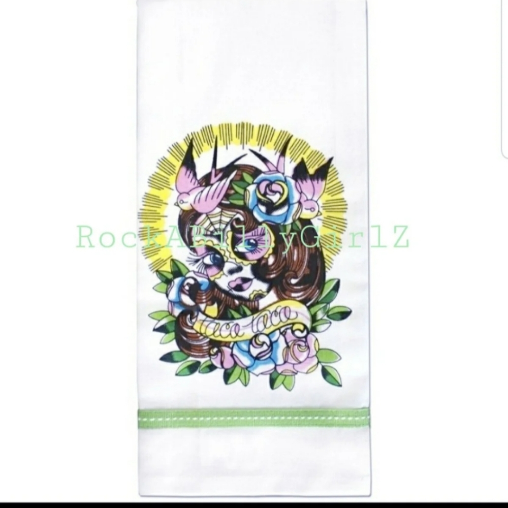Sourpuss LiL Lula & On The Prowl 2pc Tattoo Art Hand Towels by Mimsy Gleeson - Picture 6 of 6